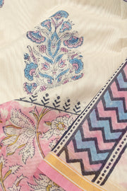 Off White Printed Handloom Chanderi Silk Cotton Saree - Avishya 