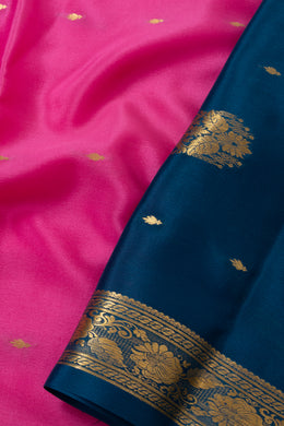 Pink Mysore Crepe Silk Saree With Floral Border 10076666