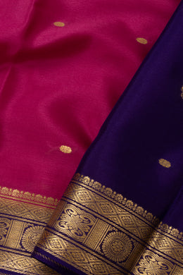 Raspberry Pink Mysore Crepe Silk Saree With Zari Border 10076667