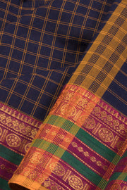 Indigo Blue Handloom Chettinad Cotton Saree 10070031 - Avishya