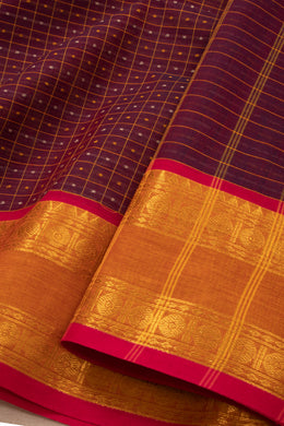 Maroon Handloom Chettinad Cotton Saree 10072410