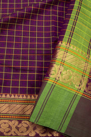 Purple Handloom Chettinad Cotton Saree Without Blouse 10075061