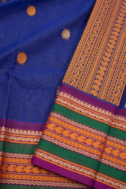 Blue Handloom Chettinad Cotton Saree 10075069