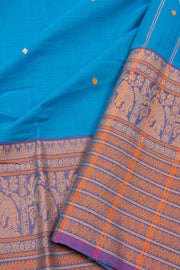 Blue Handloom Chettinad Cotton Saree 10075071
