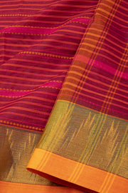 Maroon Handloom Chettinad Cotton Saree 10075080
