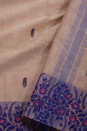 Beige Handloom Chettinad Cotton Saree 10075082