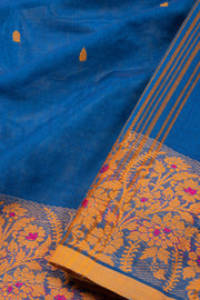 Blue Handloom Chettinad Cotton Saree 10075084