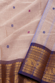 Beige Handloom Chettinad Cotton Saree 10075112
