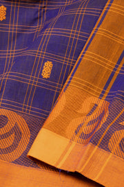 Blue Handloom Chettinad Cotton Saree Without Blouse 10075121