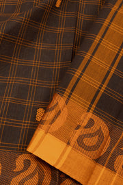 Black Handloom Chettinad Cotton Saree Without Blouse 10075122