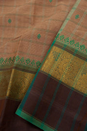 Brown Handloom Chettinad Cotton Saree Without Blouse 10075125