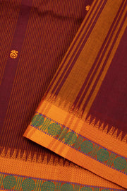 Brown Handloom Chettinad Cotton Saree Without Blouse 10075133