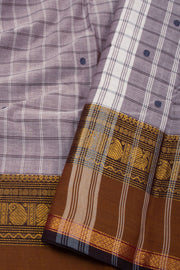 Grey Handloom Chettinad Cotton Saree Without Blouse 10075139