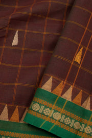 Maroon Handloom Chettinad Cotton Saree Without Blouse 10075141