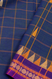 Blue Handloom Chettinad Cotton Saree Without Blouse 10075143