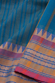 Blue Handloom Chettinad Cotton Saree Without Blouse 10075147
