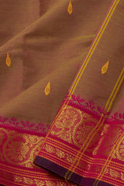 Brown Handloom Chettinad Cotton Saree Without Blouse 10075149