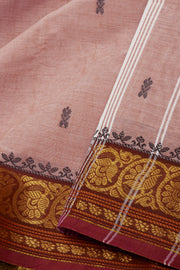 Beige Handloom Chettinad Cotton Saree Without Blouse 10075150