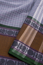 Grey Handloom Chettinad Cotton Saree Without Blouse 10075153