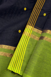 Black Handloom Chettinad Cotton Saree Without Blouse 10075157