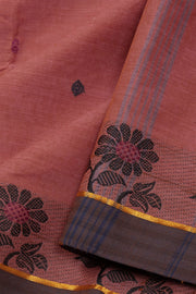 Mauve Handloom Chettinad Cotton Saree Without Blouse 10075159