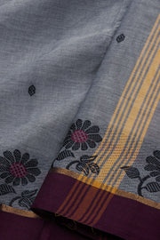 Grey Handloom Chettinad Cotton Saree Without Blouse 10075161