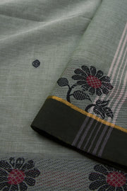 Grey Handloom Chettinad Cotton Saree Without Blouse 10075164