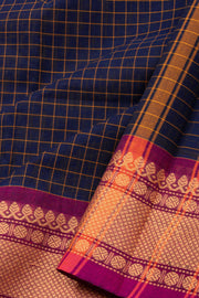 Blue Handloom Chettinad Cotton Saree Without Blouse 10075171
