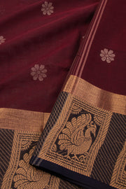 Maroon Handloom Chettinad Cotton Saree Without Blouse 10075178