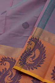Violet Handloom Chettinad Cotton Saree Without Blouse 10075182