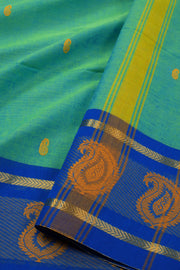 Blue Handloom Chettinad Cotton Saree Without Blouse 10075185