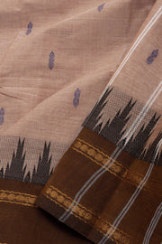 Brown Handloom Chettinad Cotton Saree Without Blouse 10075190