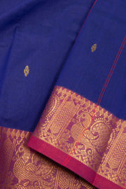 Blue Handloom Chettinad Cotton Saree Without Blouse 10075194