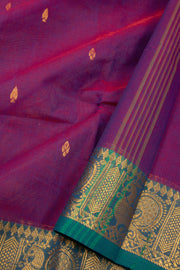 Magenta Handloom Chettinad Cotton Saree Without Blouse 10075196