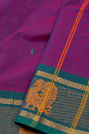 Magenta Handloom Chettinad Cotton Saree Without Blouse 10075197