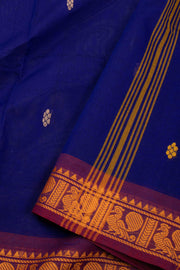 Blue Handloom Chettinad Cotton Saree Without Blouse 10075198