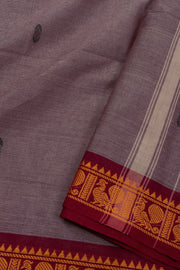 Brown Handloom Chettinad Cotton Saree Without Blouse 10075199