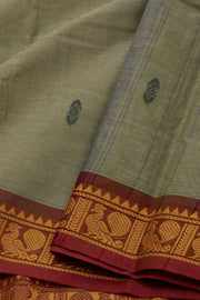 Green Handloom Chettinad Cotton Saree Without Blouse 10075201