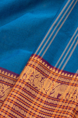 Blue Handloom Chettinad Cotton Saree 10075803
