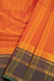Orange Handloom Chettinad Cotton Saree With Stripes 10075820