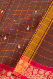Brown Handloom Chettinad Cotton Saree 10075839