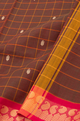 Brown Handloom Chettinad Cotton Saree 10075839