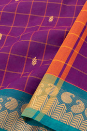 Purple Handloom Chettinad Cotton Saree 10075851