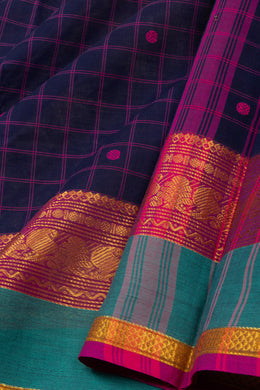 Blue Handloom Chettinad Cotton Saree 10075862