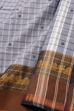 Grey Handloom Chettinad Cotton Saree 10075863