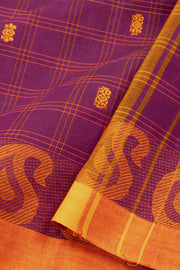 Purple Handloom Chettinad Cotton Saree 10075870