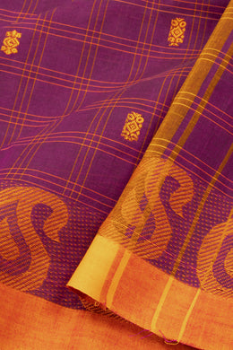 Purple Handloom Chettinad Cotton Saree 10075870