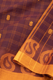 Brown Handloom Chettinad Cotton Saree 10075871