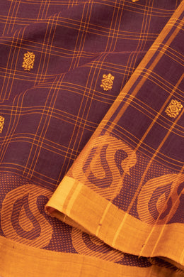 Brown Handloom Chettinad Cotton Saree 10075871