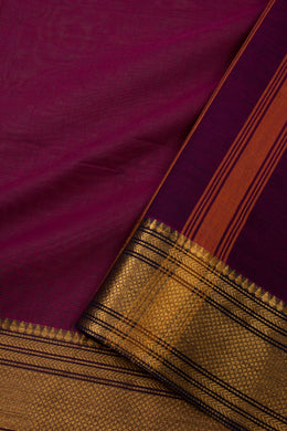 Raisin Purple Chettinad Cotton Saree with Zari Border 10075900
